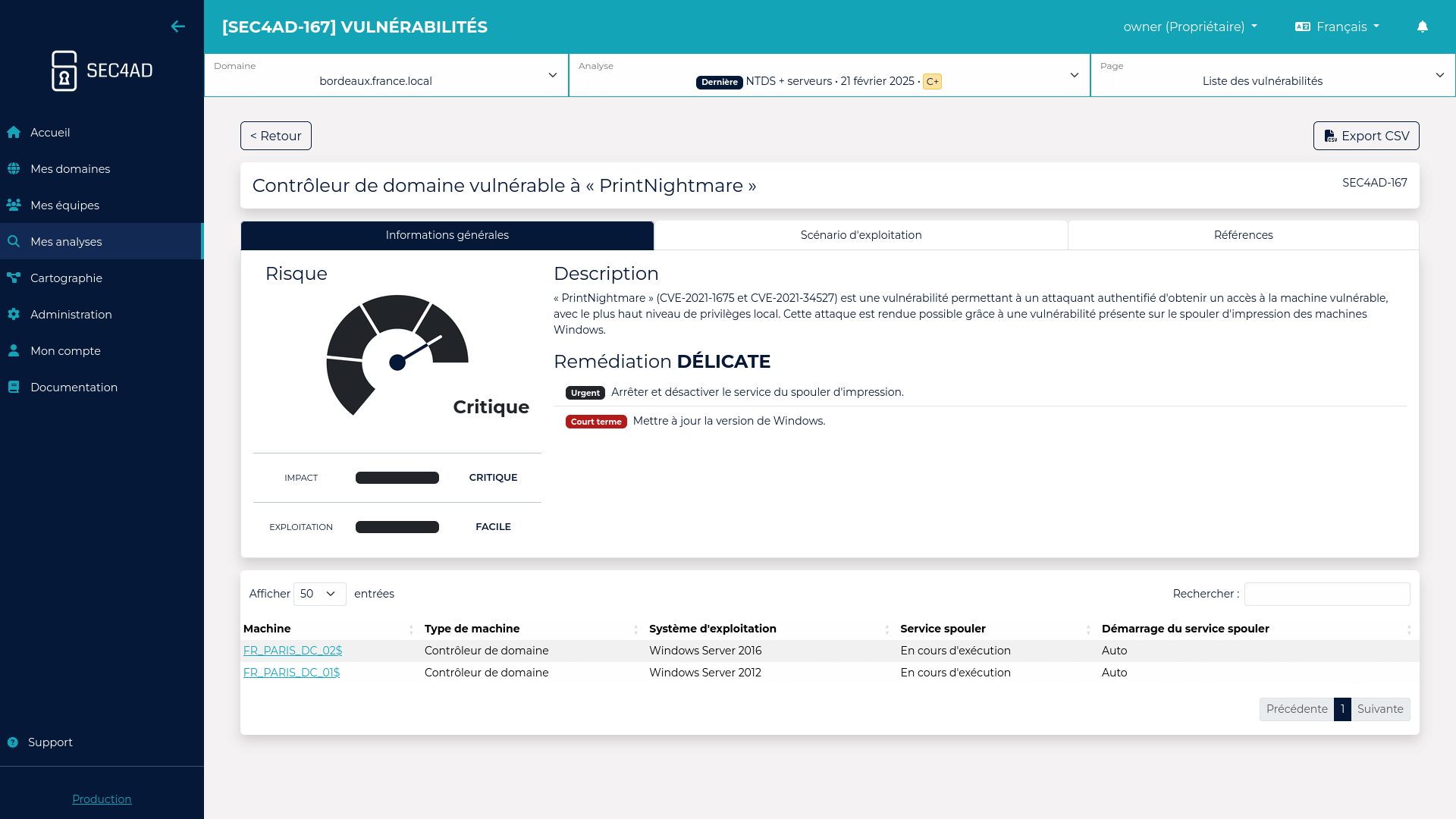 Visualisation immédiate des vulnérabilités